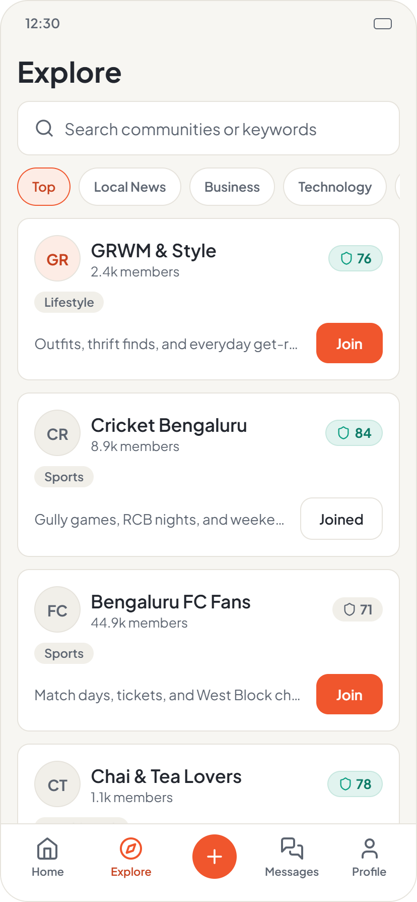Explore communities